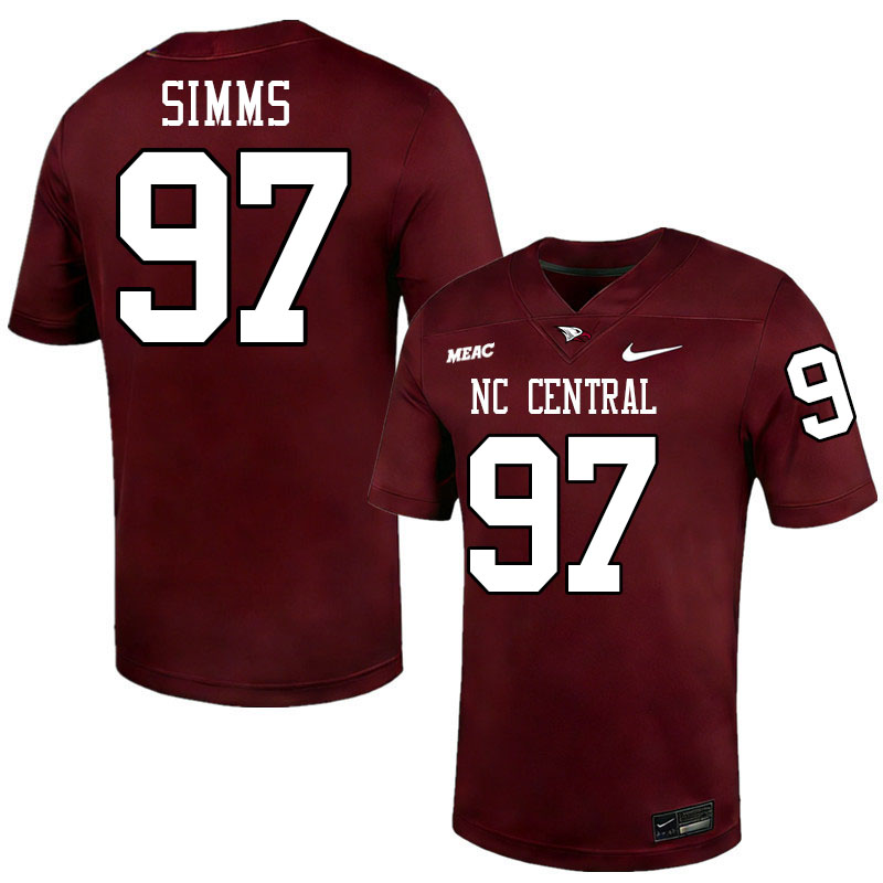 North Carolina Central Eagles #97 Wisdom Simms College Football Jerseys,Uniforms Stitched-Maroon